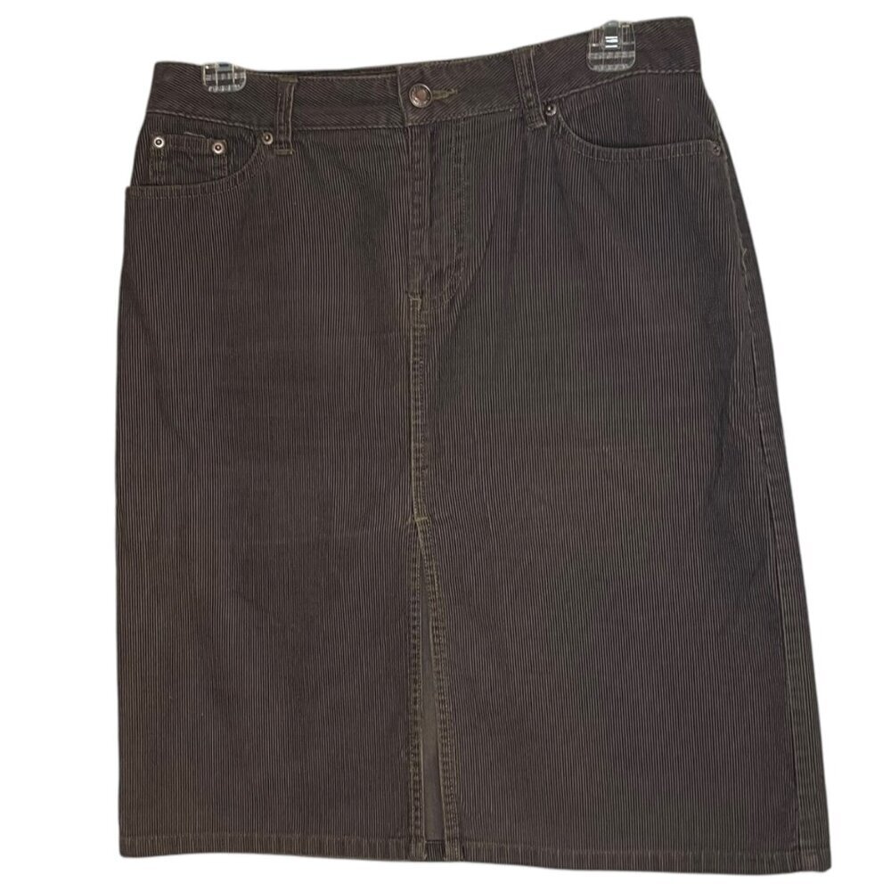 Vintage Old Navy Women's 4 Corduroy Pencil Skirt Brown‎ Front Slit Y2K